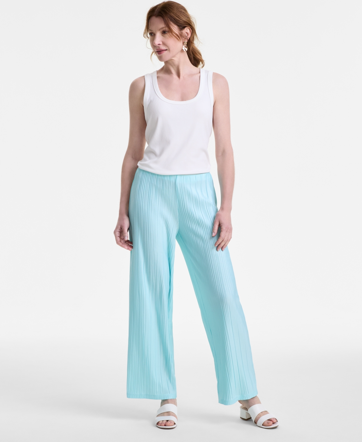 JM COLLECTION WOMEN'S PLEATED WIDE-LEG PULL-ON PANTS, EXCLUSIVELY AT MACY'S 