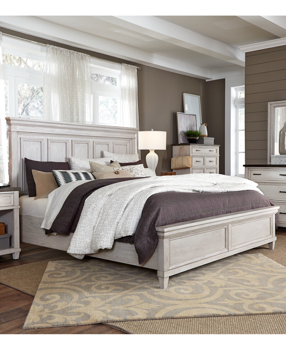 Macy's Axis King Bed In Ivory