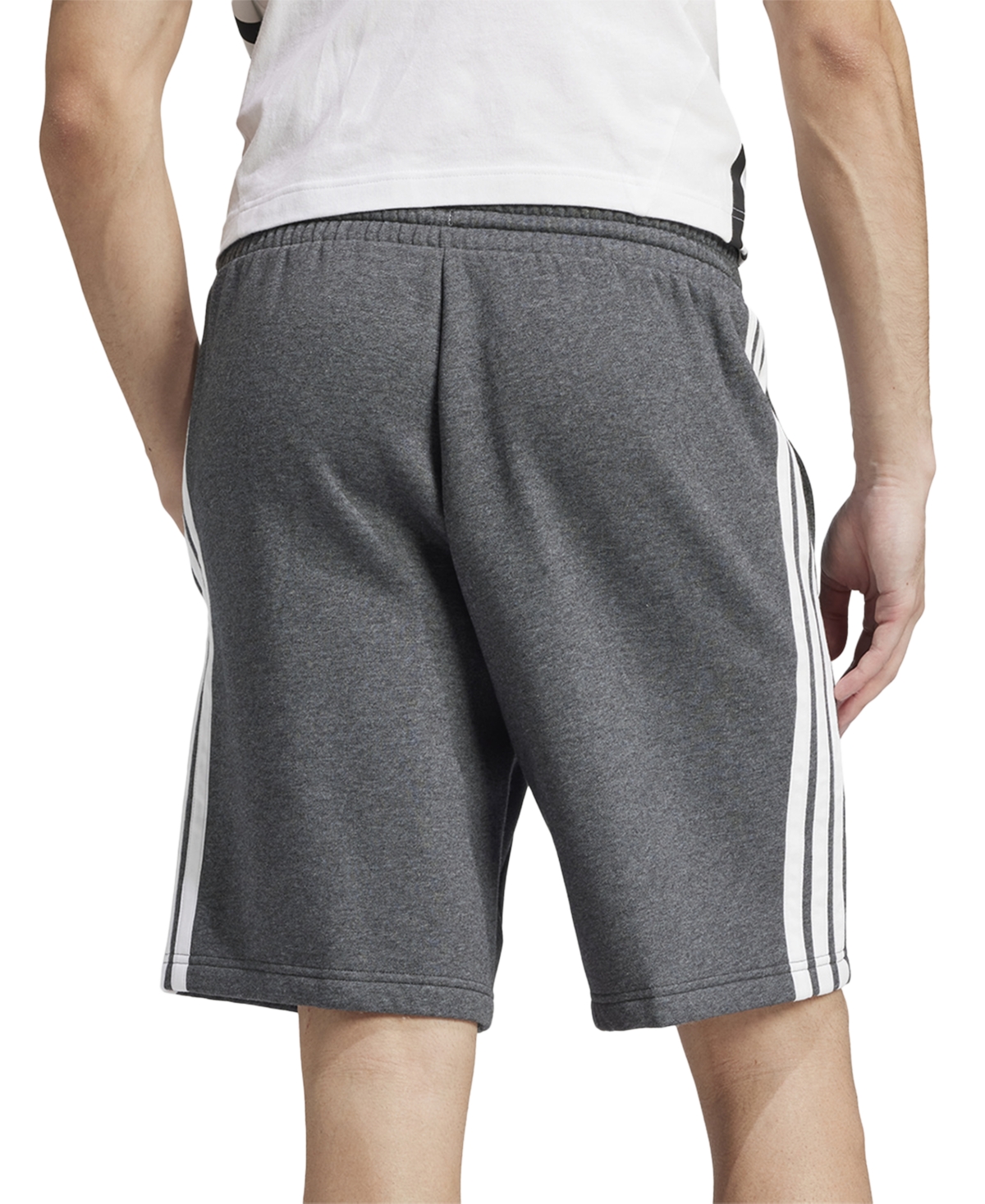 Adidas Originals Adidas Essential 3-stripes Fleece Shorts In Mgh,blk