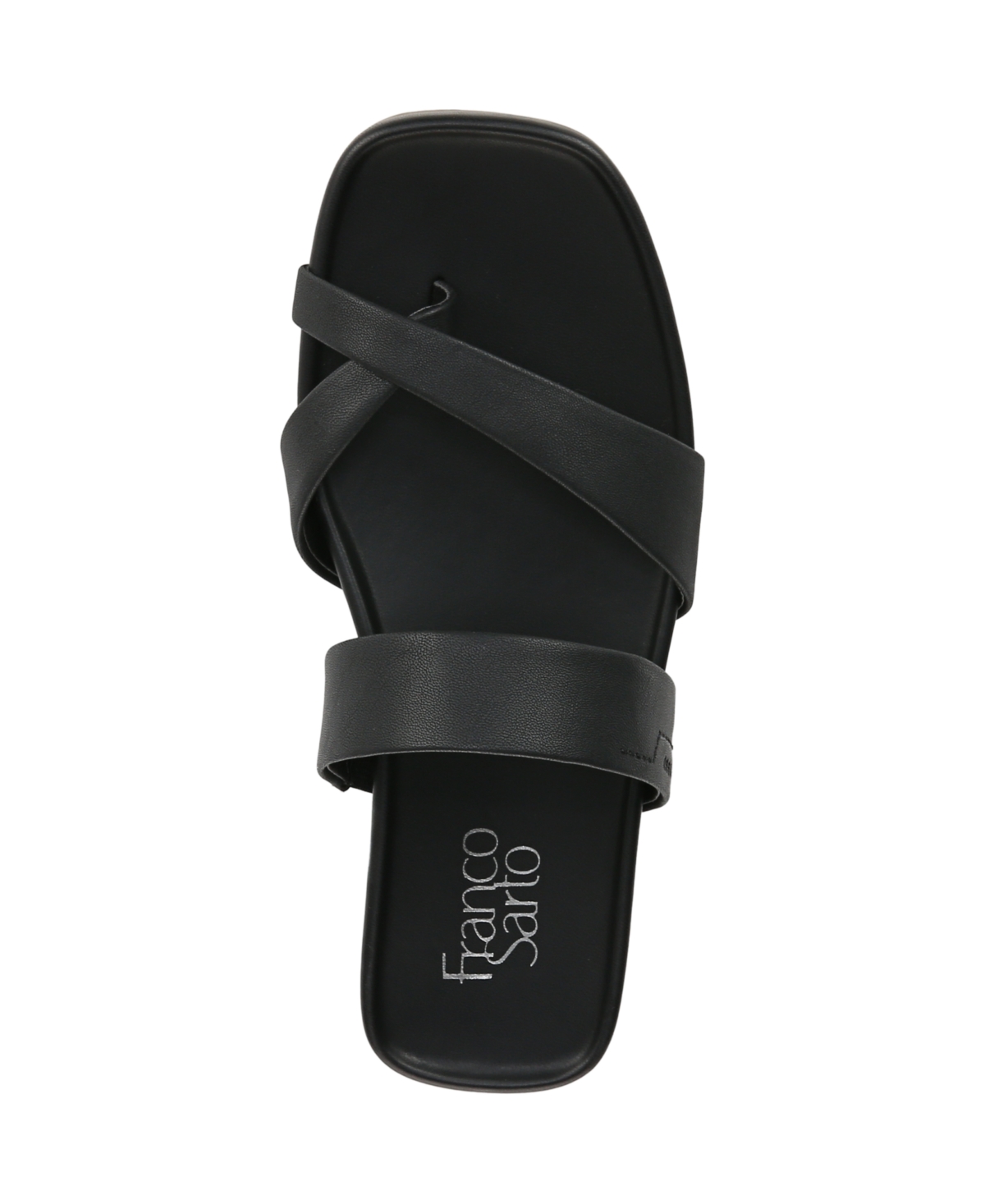 Franco Sarto Women's Estella Open Square Toe Slide Flat Sandals In Black Faux Leather