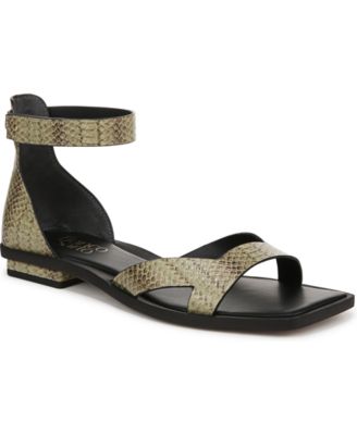 Elisa Open Square Toe Ankle Strap Flat Sandals