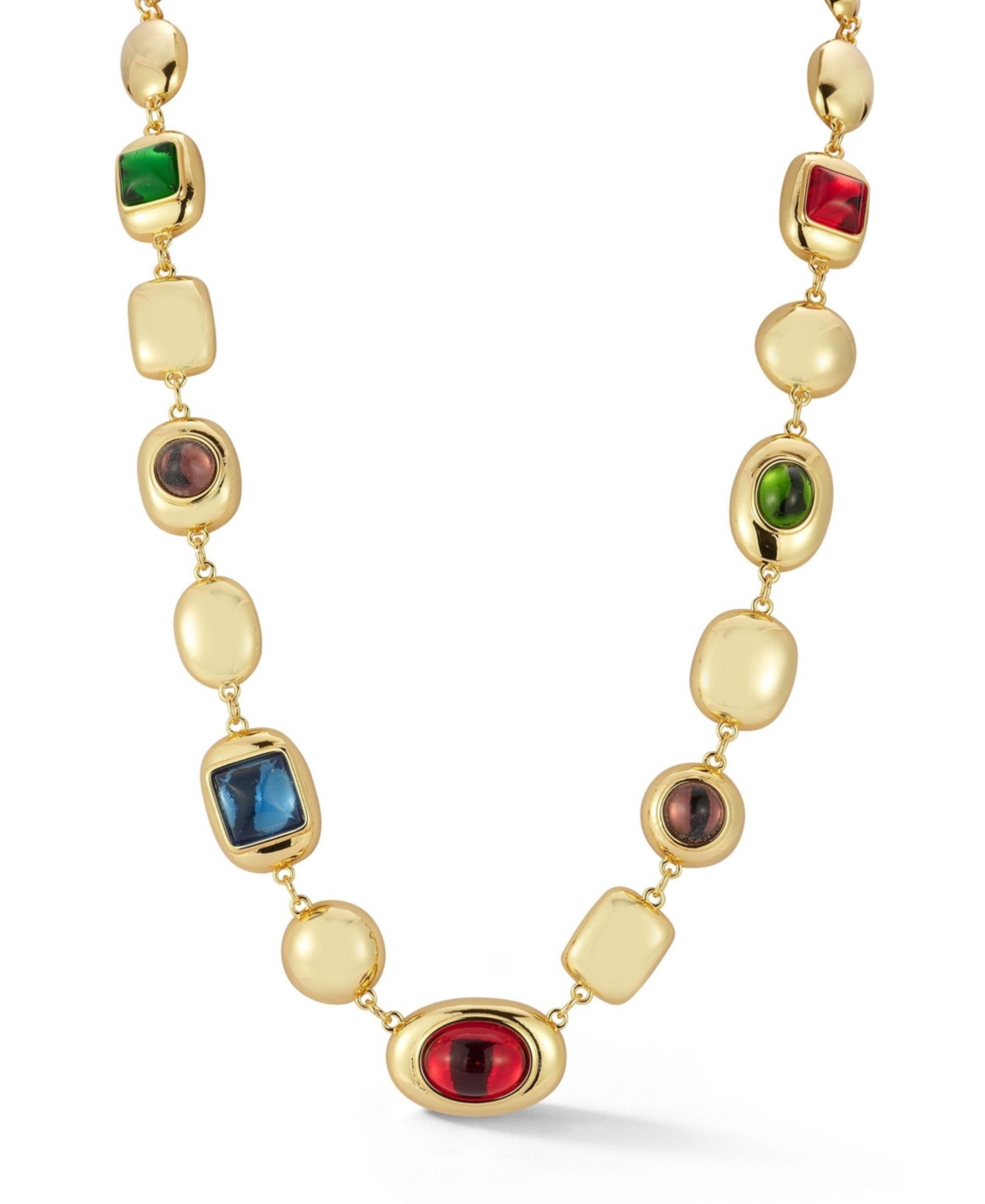Gold Plated Multicolor Cz Statement Collar Necklace - Gold