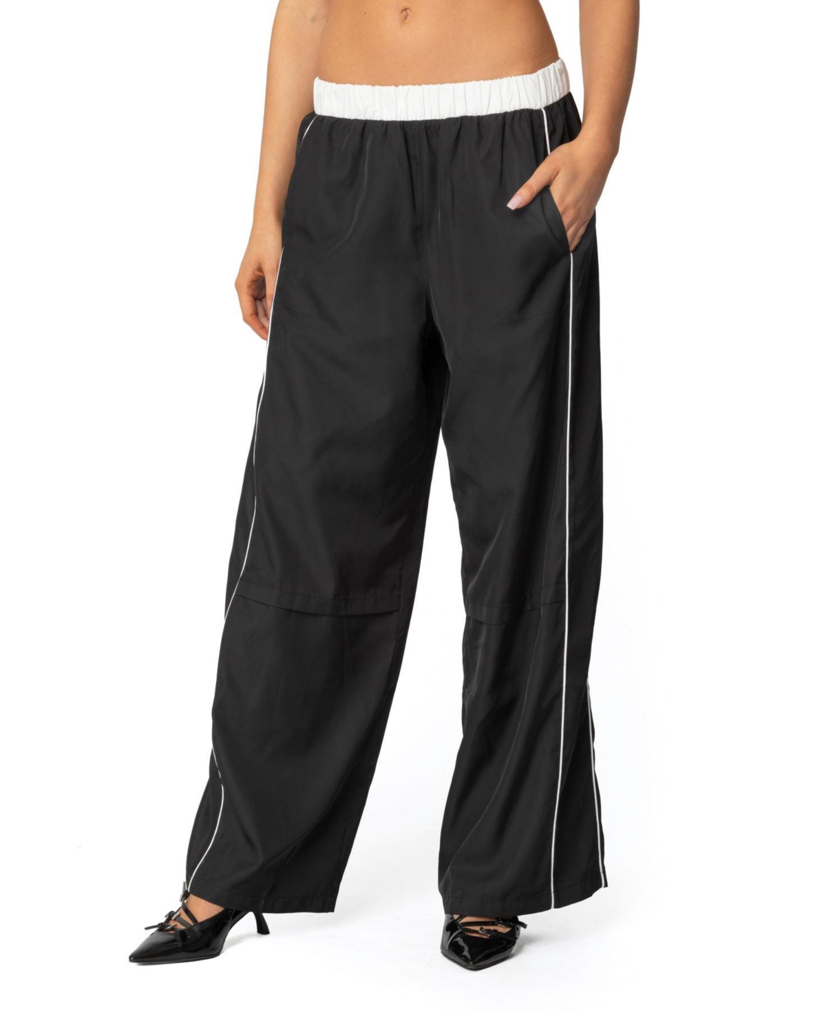 Women's Ofir Nylon Track Pants - Black-and-white