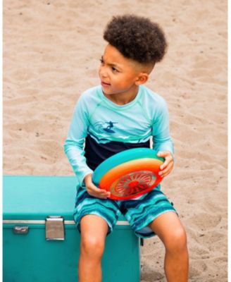 Boy Printed Boardshorts Blue Wave And Black - Toddler|Child