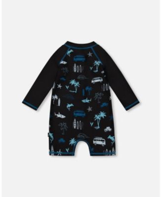 Deux Par Deux Long Sleeve Toddler Rashgaurd - Light Blue Beach Deux Par Deux Long Sleeve Toddler Rashgaurd - Light Blue Beach