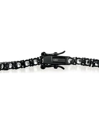Sterling Silver with 3mm Colored Cubic Zirconia Tennis Bracelet in White Gold Plated, Black Plated, 14K Gold Plated, or 18K Rose Gold Plated