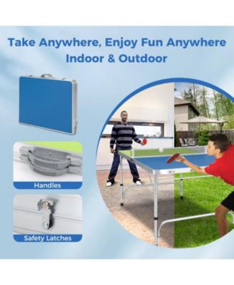 Foldable Ping Pong Table Game Set Mini Table Tennis Table with Adjustable Height