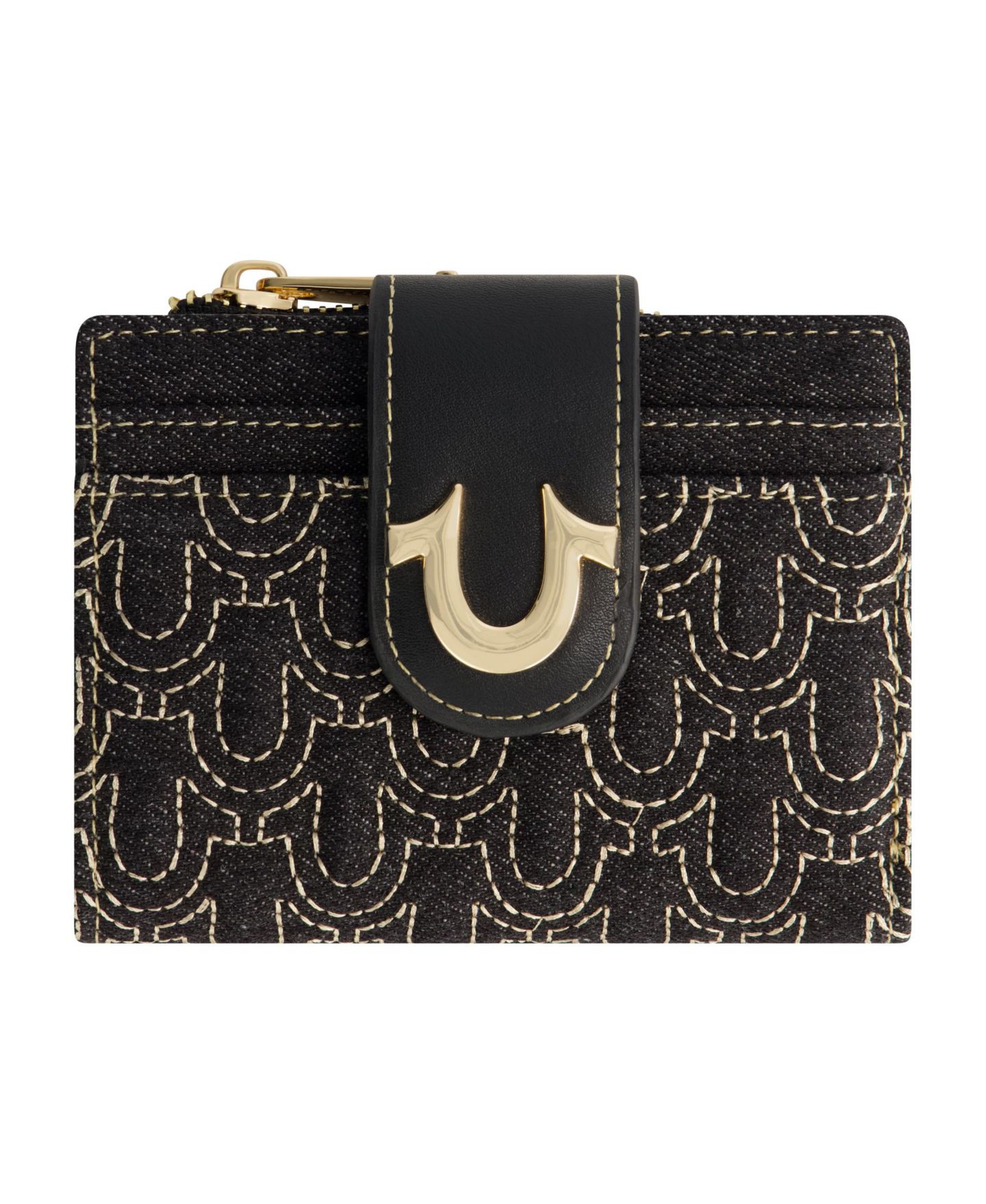 Женский кошелёк True Religion Horseshoe Quilted Small Wallet, цвет: Чёрный — фото 1