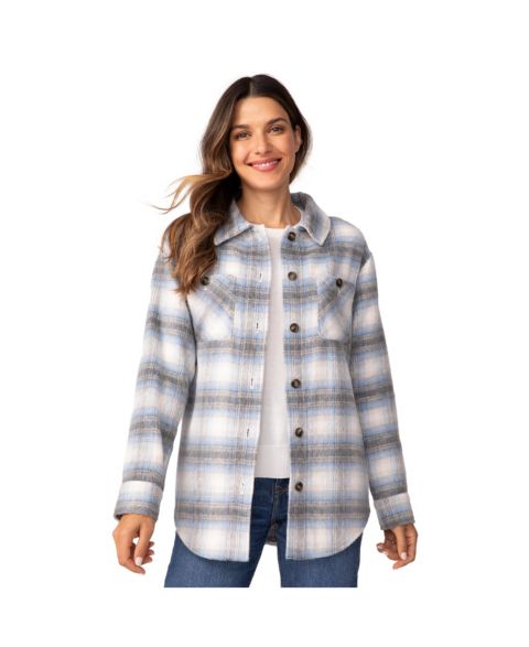 Женские куртки Free Country Plaid Shacket, цвет: Облачный клетчатый