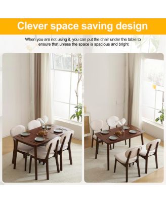 Rubber Wood Dining Table and Chair Set with Cushions