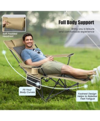 Camping Lounge Chair with Detachable Footrest Adjustable Backrest