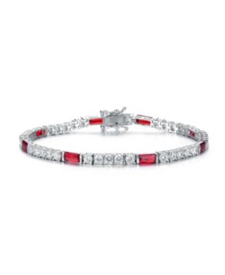 Sterling Plated with Colored Cubic Zirconia Tennis Bracelet