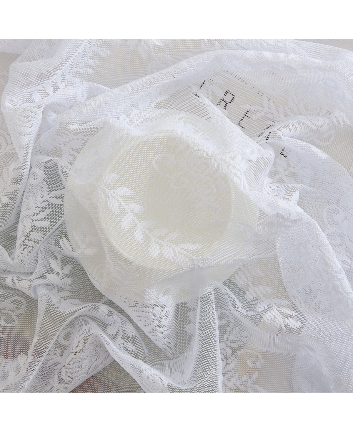 Hlc.me Isabella Floral Rod Pocket Lace Semi Sheer Voile Short Cafe Tiers for Small Windows - 28 x Inch Length (White Tiers