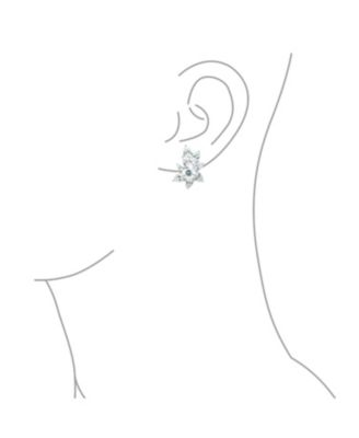 Elegant Marquise Leaf CZ Clip-On Earrings s and Proms Silver Plated