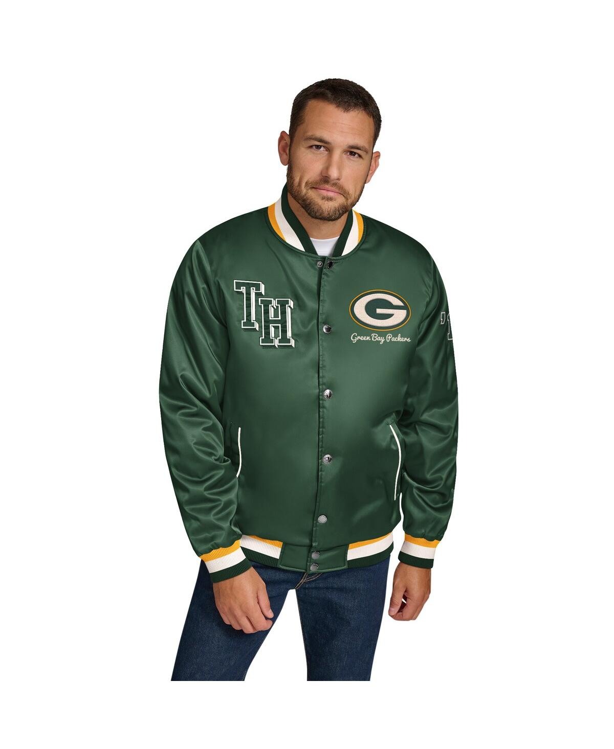 Tommy Hilfiger Men's Green Green Bay Packers Dante Full-snap Satin Jacket In Green,gold