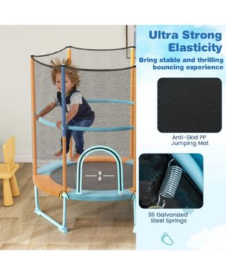 60" Trampoline with Gymnastic Bar and Rings for Kids