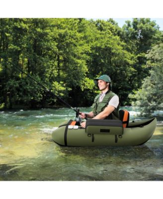 Inflatable Fishing Float Tube with Pump Storage Pockets and Fish Ruler