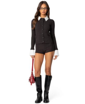 Womens Avey Detachable Cuff & Collar Cardigan