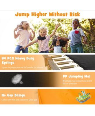 8 x 14 Feet Rectangular Recreational Trampoline with Safety Enclosure Net and Ladder