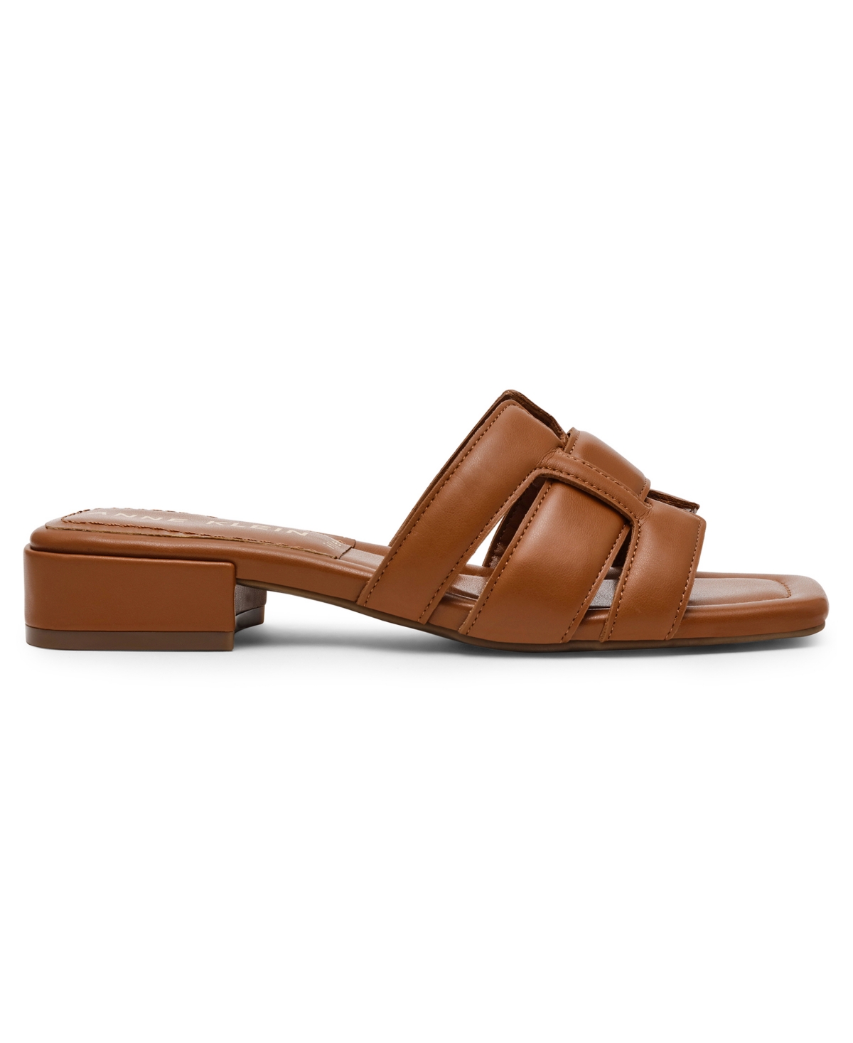 Anne Klein Women's Loyal Square Toe Slide Flat Sandals In Cognac