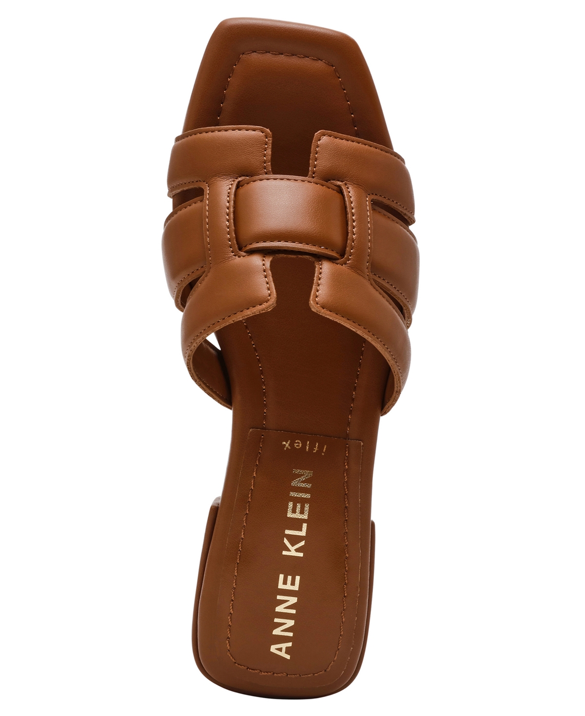 Anne Klein Women's Loyal Square Toe Slide Flat Sandals In Cognac