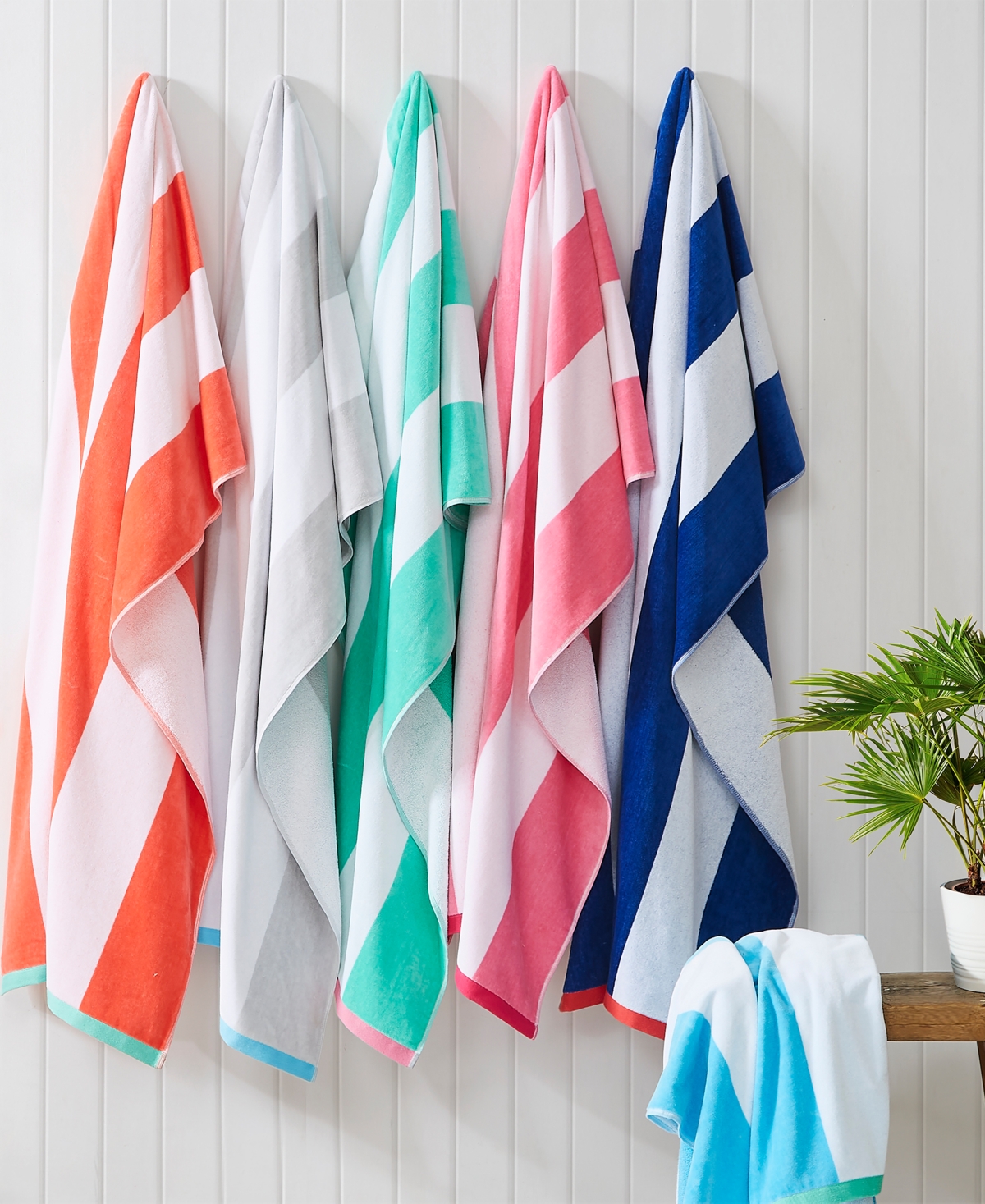 Seaside Charm Cotton Oversized Beach Towel, 40" X 72", Exclusively At Macy's