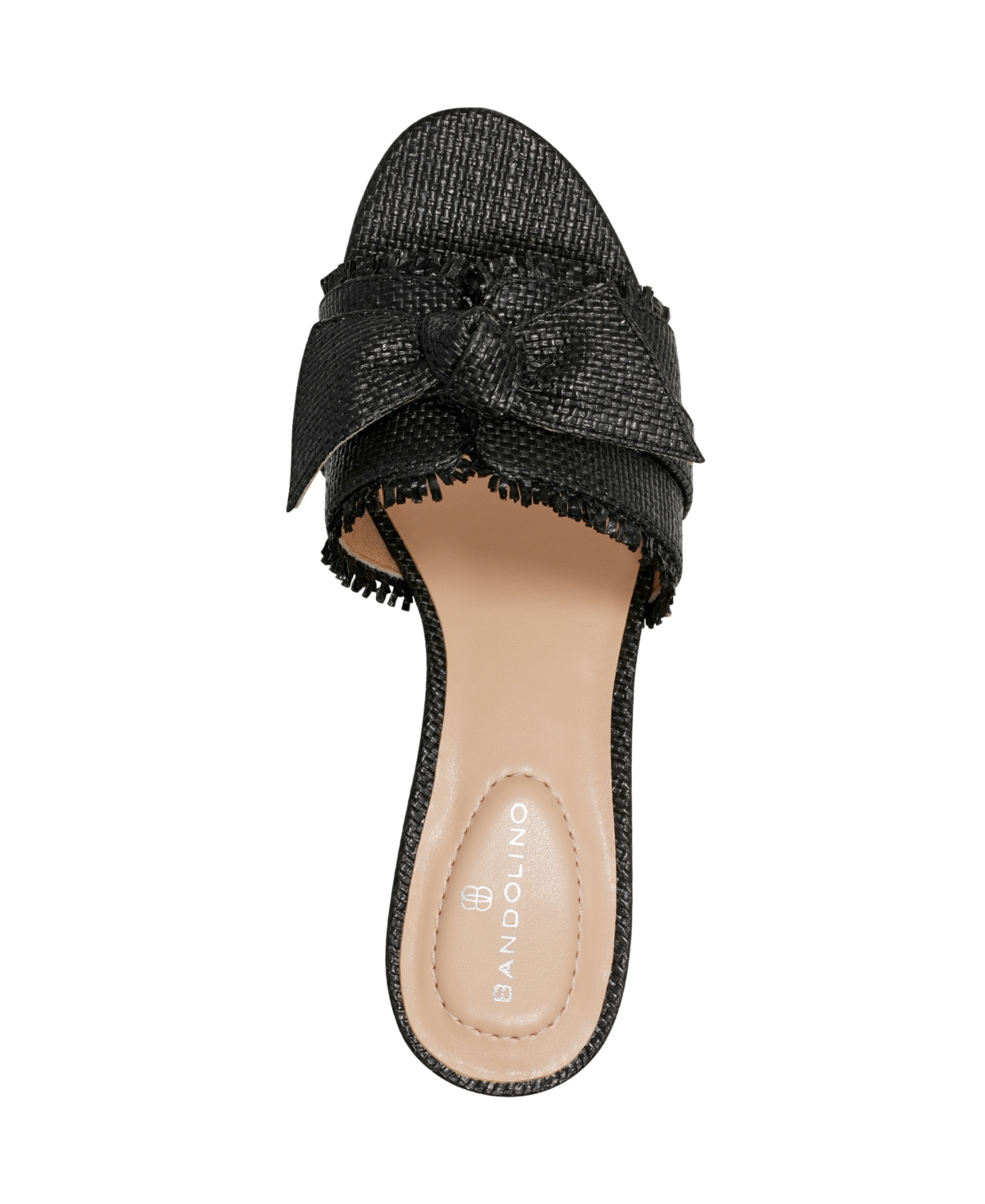 Shop Bandolino Women's Arden Raffia Knotted Bow Block Heel Sandals In Black
