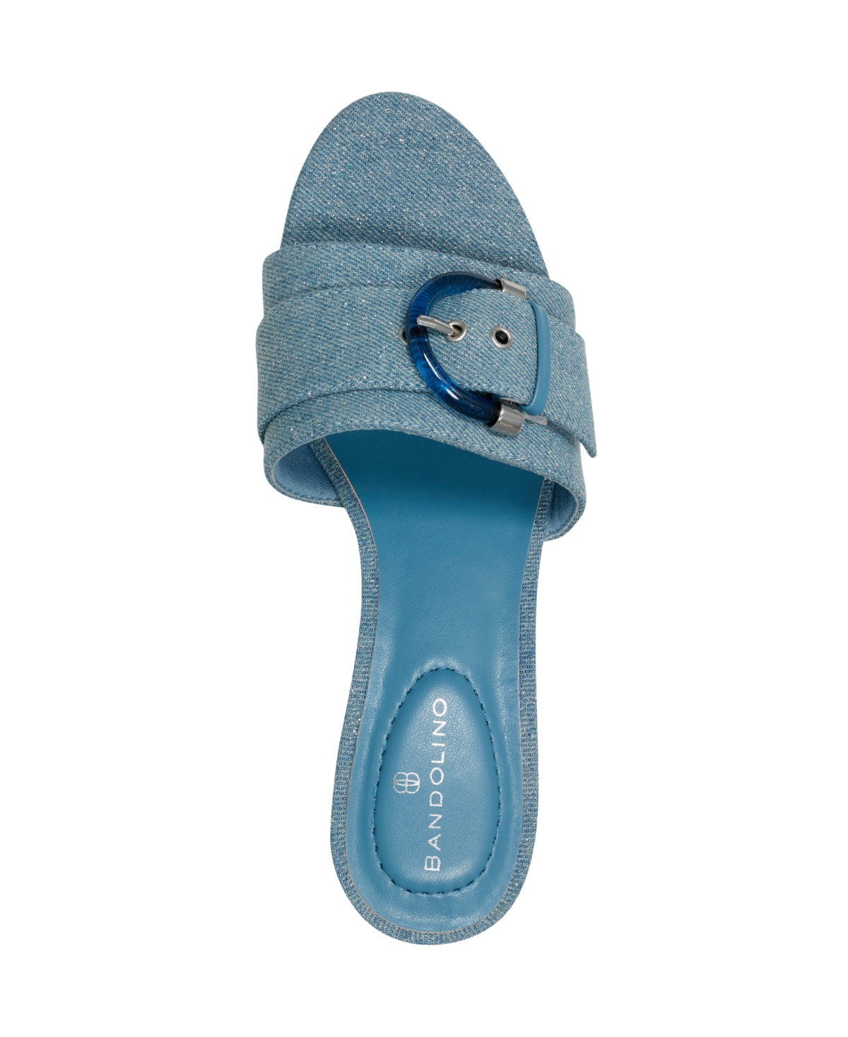 Shop Bandolino Women's Ardonna Buckle Block Heel Sandals In Blue Denim