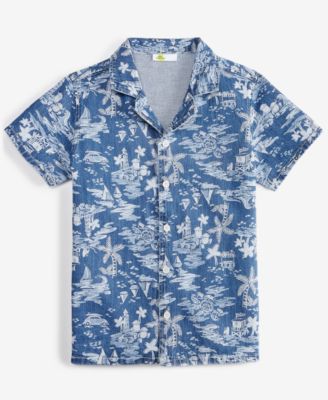 Epic Threads - Little & Big Boys Short-Sleeve Cotton Denim Printed Shirt