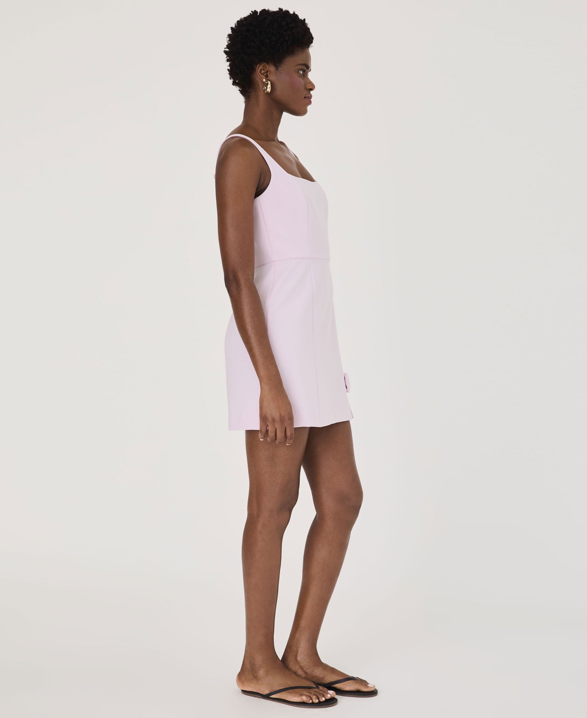 French Connection Whisper Bow Trim Slit Mini Dress In Sweet Pink