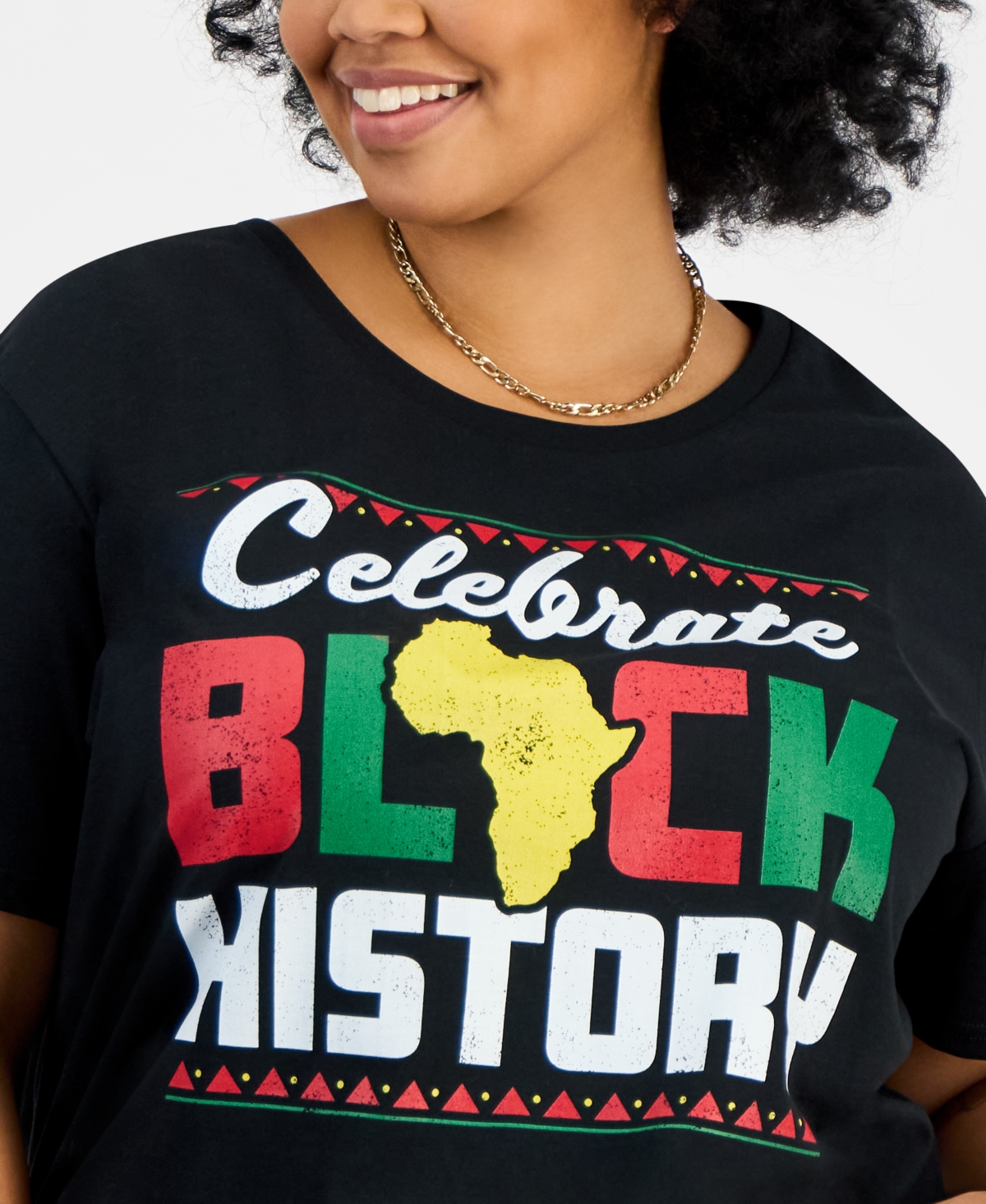 Hybrid Apparel Trendy Plus Size Cotton Celebrate Black History Graphic Top In Multi