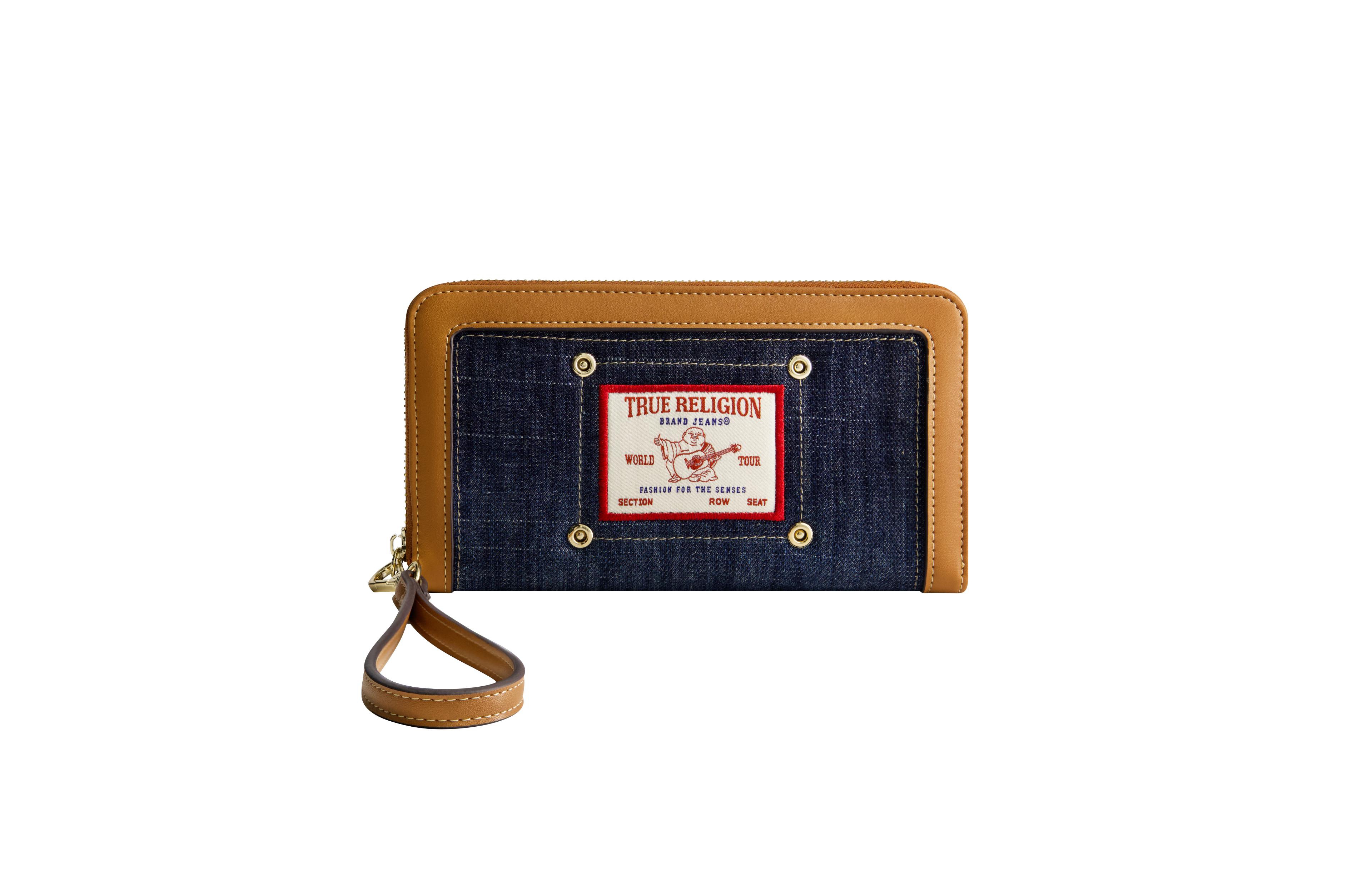 True Religion Buddha Patch Zip Around Wristlet
