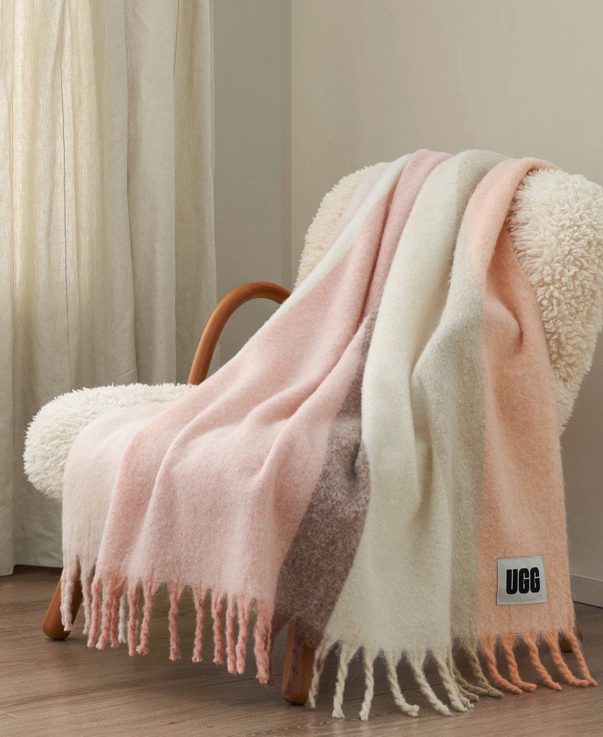 UGG CALYX STRIPE FAUX MOHAIR THROW, 50" X 70" 