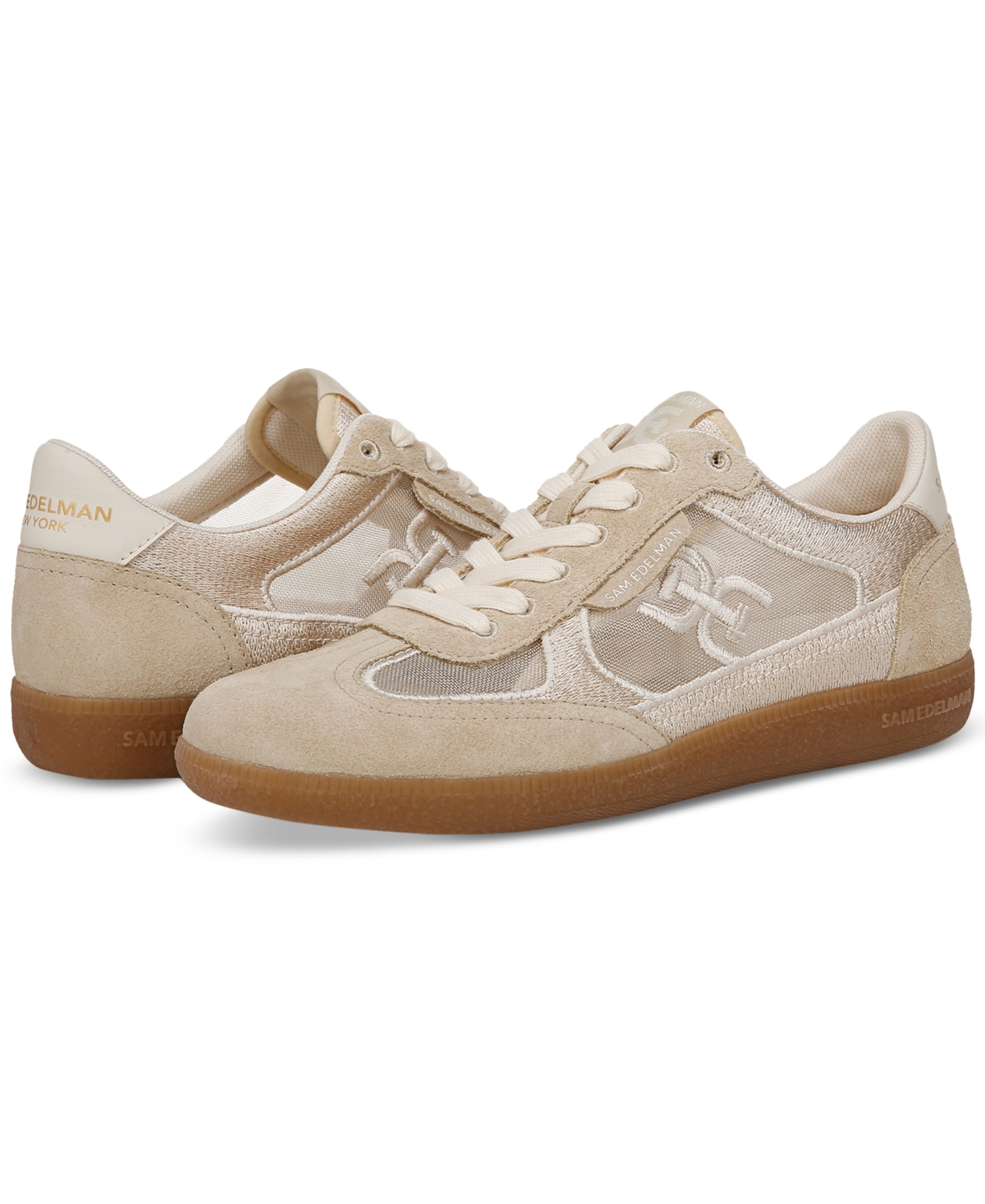 Sam Edelman Women's Kyla Lace-up Sneakers In Modern Ivory,honey Tan Suede Leather