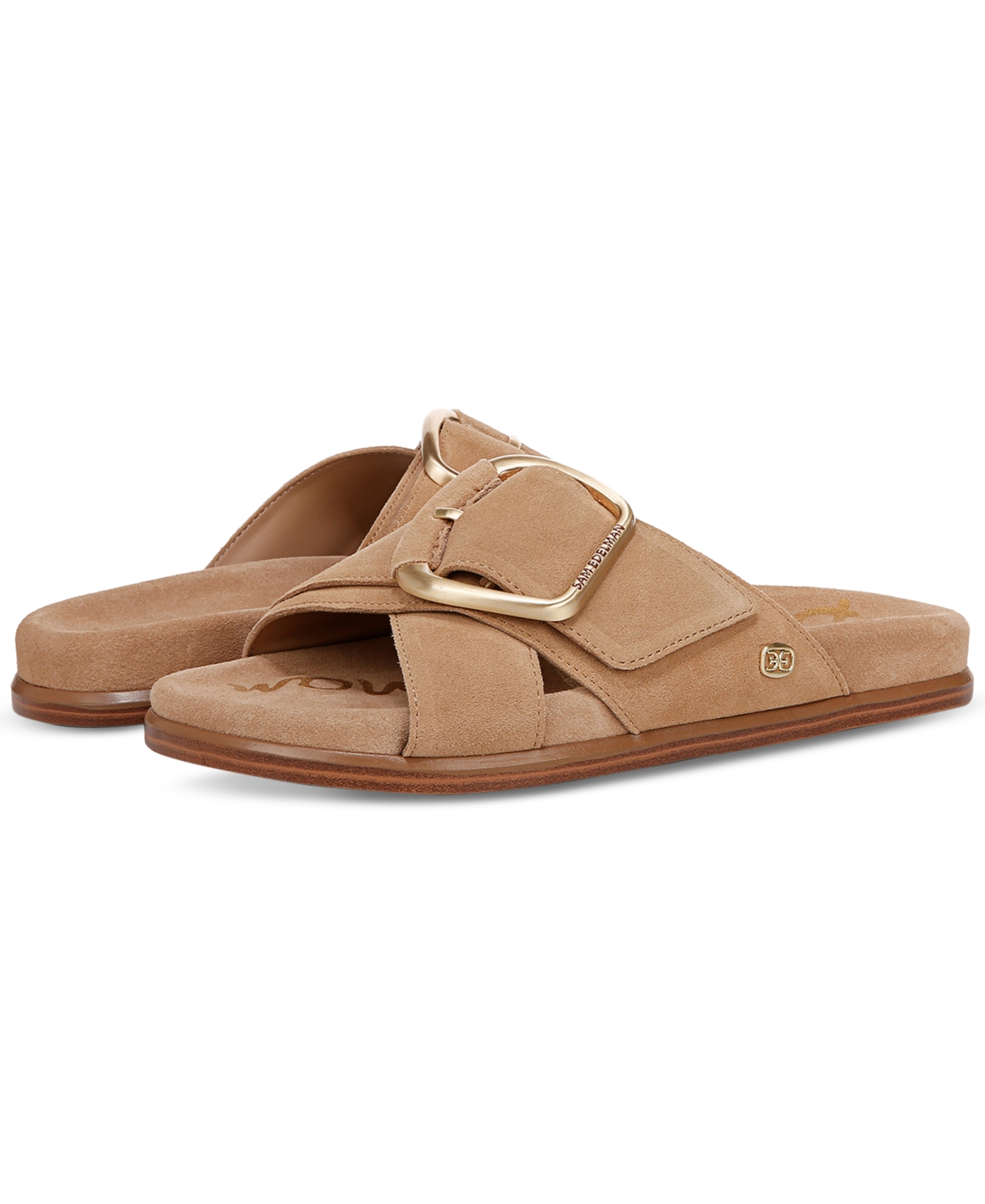 Sam Edelman Darla Buckle Slide Sandal Cyprus Tan Suede In Cyprus Tan Suede Leather