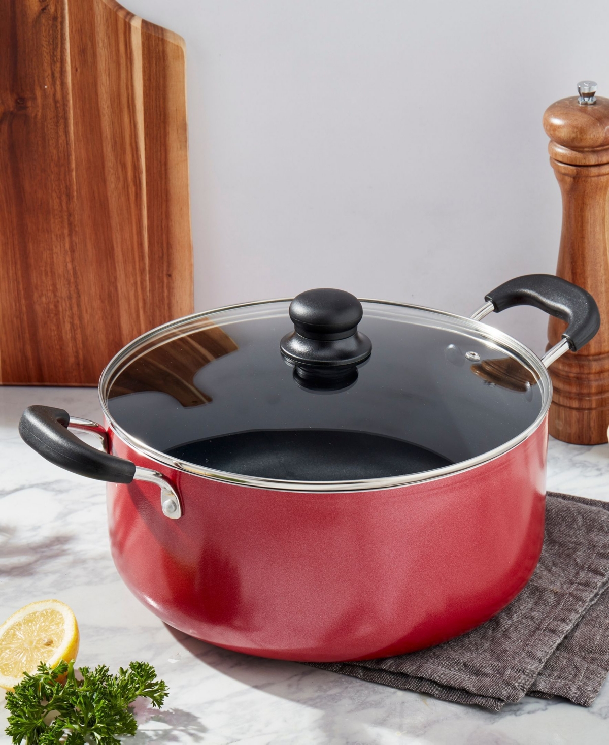 Infuse 8-qt. Aluminum Nonstick Family Cooker & Lid In Red