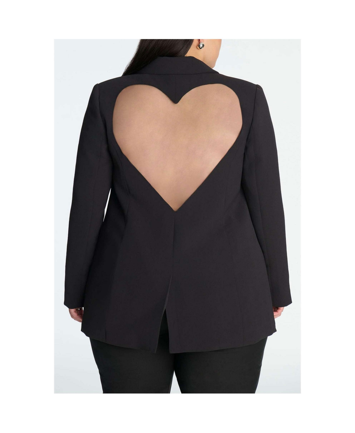Women's Plus Size Heart Cutout Blazer - Black onyx