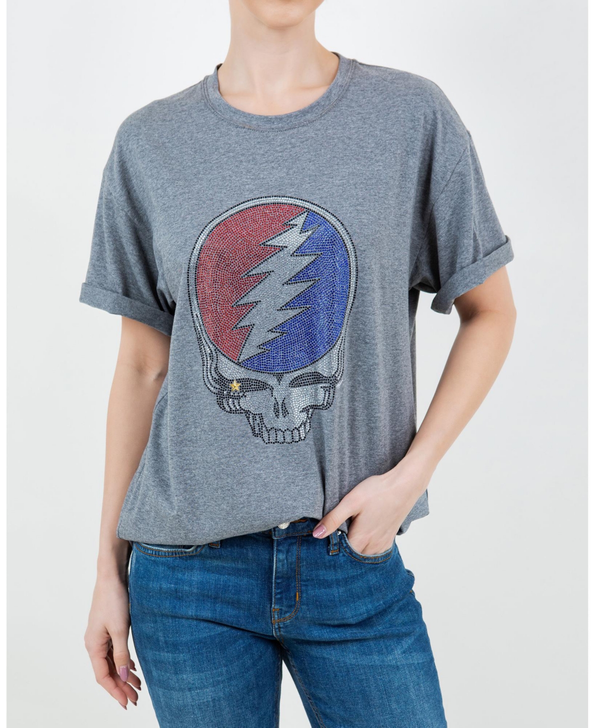Grateful Dead Rhinestone Stealie Relaxed T-Shirt - Black