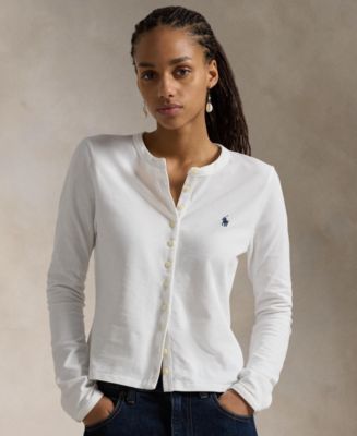 【日本製】 Stretch Women's Lauren Ralph Polo Mesh Crewneck Cotton トップス