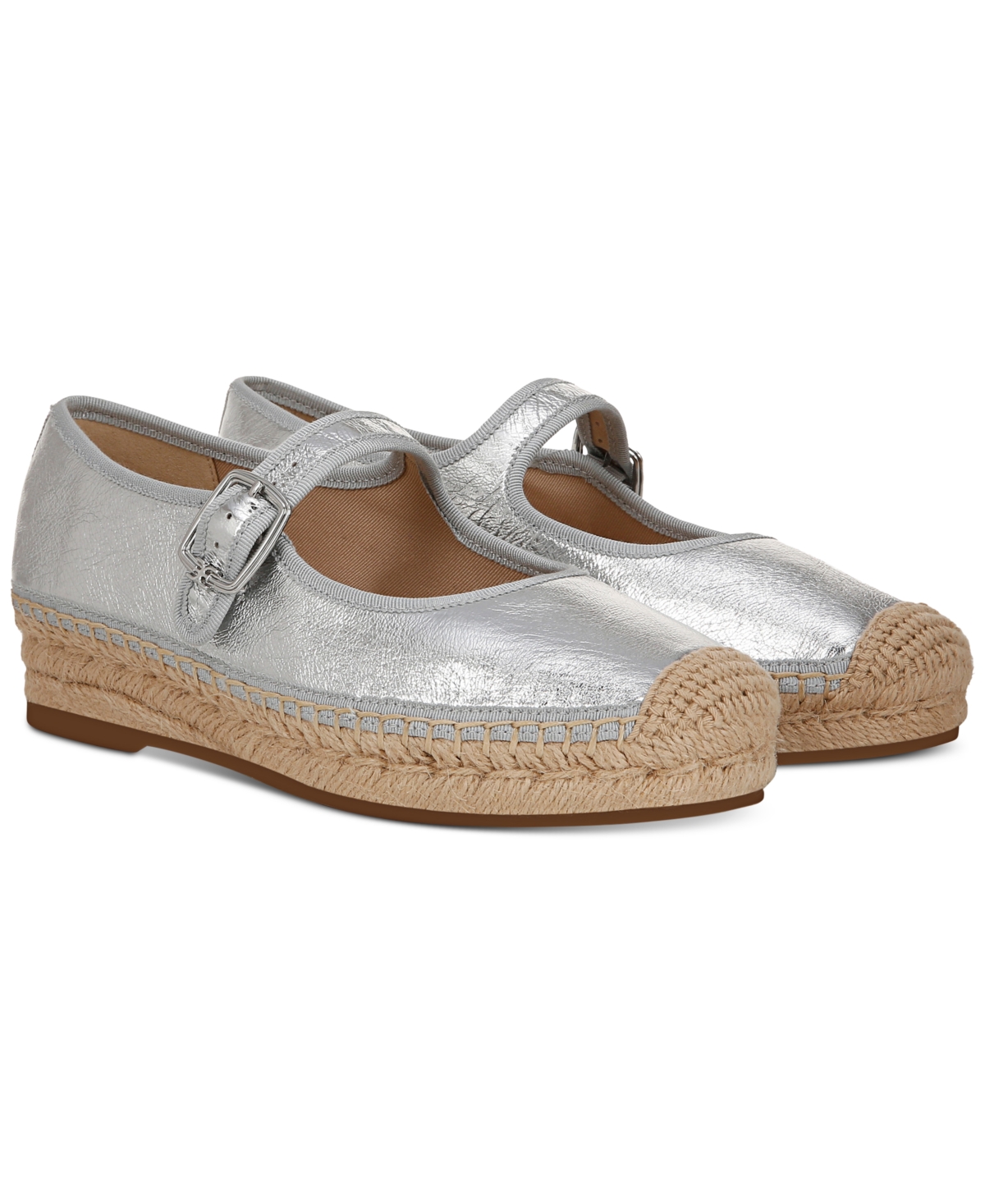 Shop Sam Edelman Women's Mackie Mary Jane Espadrille Flats In Soft Silver Leather