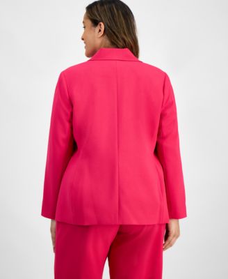 Plus Size Single-Button Crepe Blazer