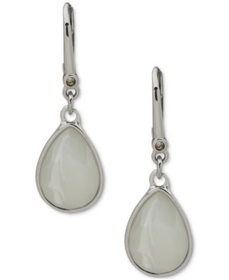 DKNY - Gold-Tone Faceted Glass Stone Teardrop Leverback Drop Earrings