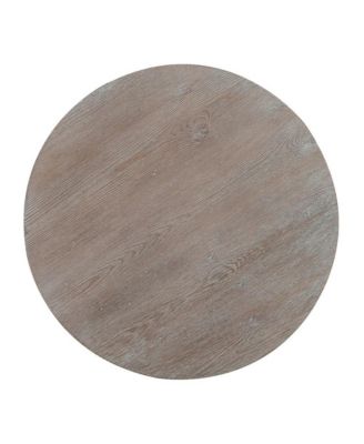 End Table with Pedestal Base & Cabriole Legs, Stone Whitewash Finish, Traditional Accent for Living Room