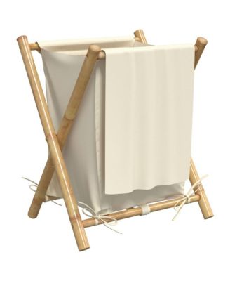 Laundry Basket Cream White 17.7&amp;quot;x21.7&amp;quot;x25&amp;quot; Bamboo