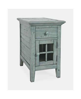 Rustic Shores Distressed Acacia USB Charging Chairside End Table