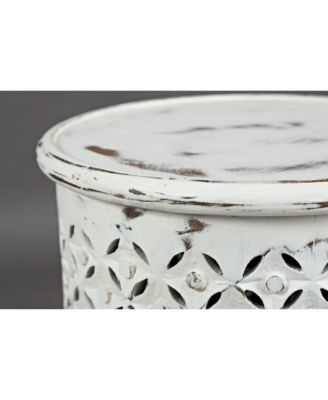 Decker Distressed Hardwood Global Drum End Table