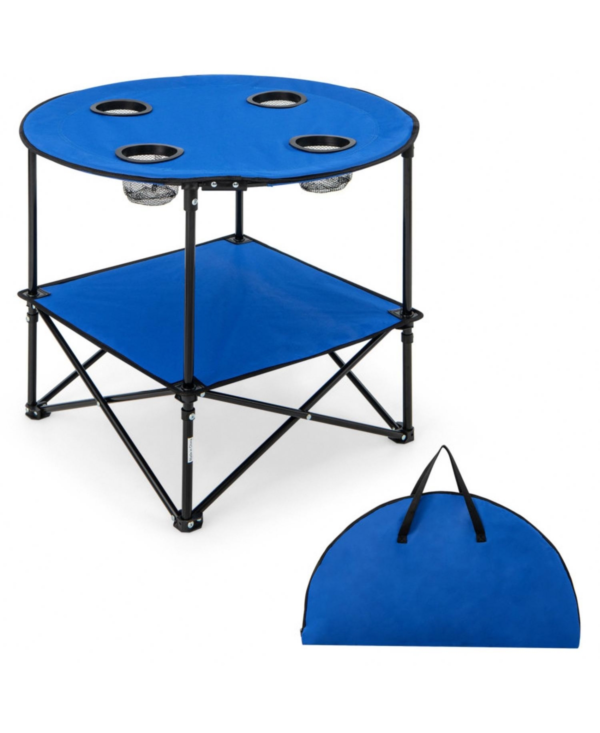 2-Tier Portable Picnic Table with Carrying Bag and 4 Cup Holders - Blue