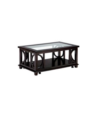 Panama Brown Contemporary Wood and Glass Coffee Table