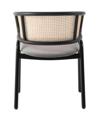 Dining Chair With Stainless Steel Legs Velvet Seat and Wicker Back