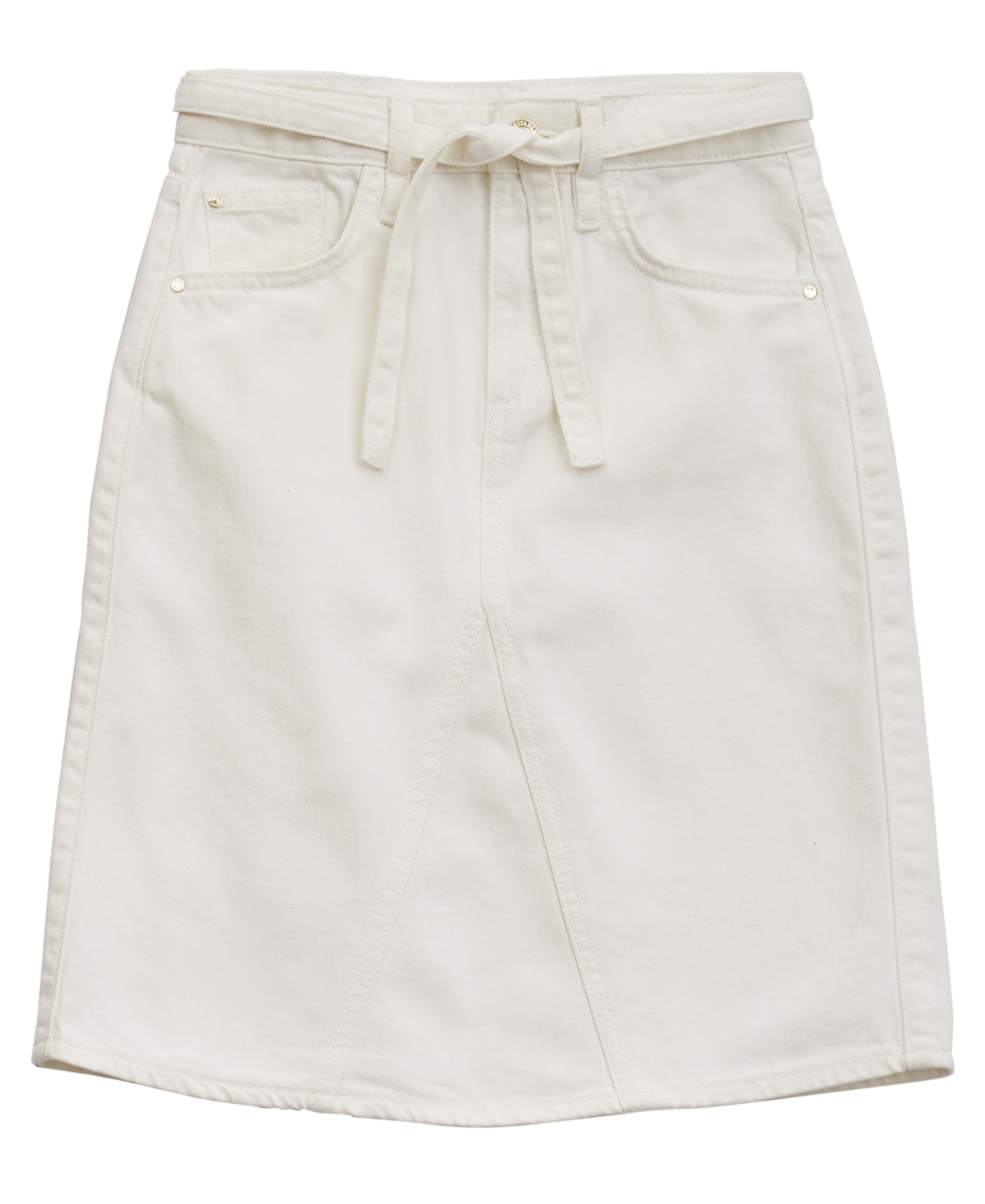 Shop Guess Big Girls Bull Denim Midi Skirt In White